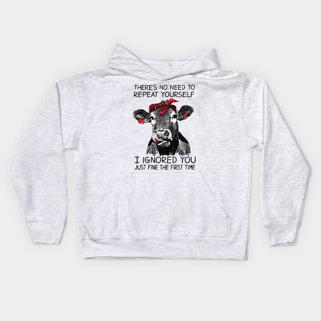 I Ignored You Funny Cow Kids Hoodie by Dojaja